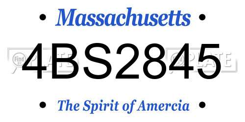 4BS2845 Massachusetts License Plate