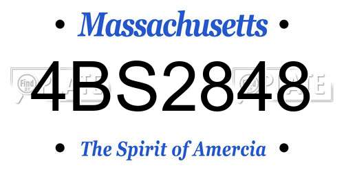 4BS2848 Massachusetts License Plate