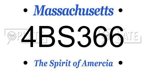 4BS366 Massachusetts License Plate