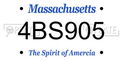 4BS905 Massachusetts License Plate