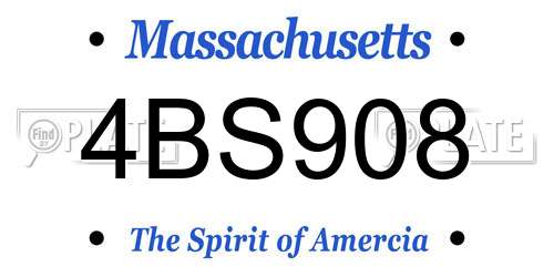 4BS908 Massachusetts License Plate