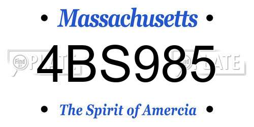 4BS985 Massachusetts License Plate