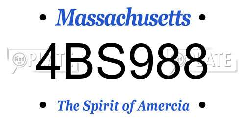 4BS988 Massachusetts License Plate
