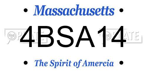 4BSA14 Massachusetts License Plate