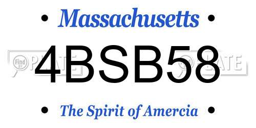 4BSB58 Massachusetts License Plate