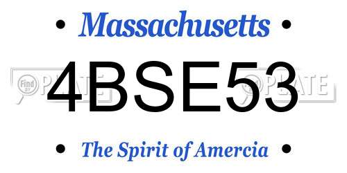 4BSE53 Massachusetts License Plate