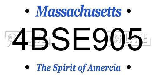 4BSE905 Massachusetts License Plate