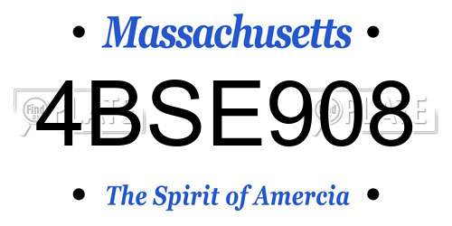 4BSE908 Massachusetts License Plate