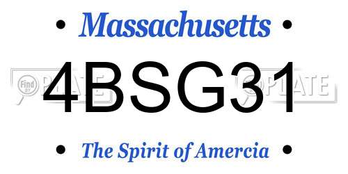 4BSG31 Massachusetts License Plate