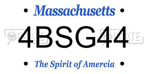 4BSG44 Massachusetts License Plate