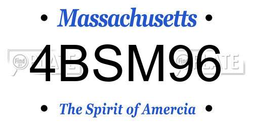 4BSM96 Massachusetts License Plate