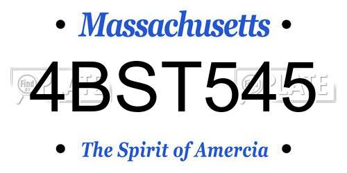4BST545 Massachusetts License Plate