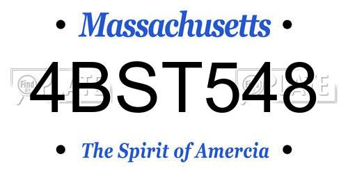 4BST548 Massachusetts License Plate