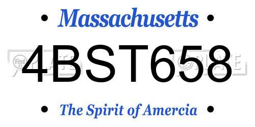 4BST658 Massachusetts License Plate