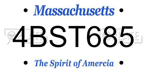4BST685 Massachusetts License Plate