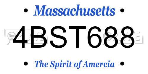 4BST688 Massachusetts License Plate