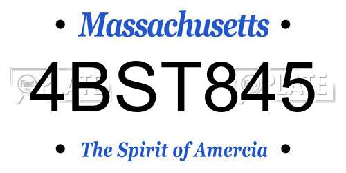 4BST845 Massachusetts License Plate