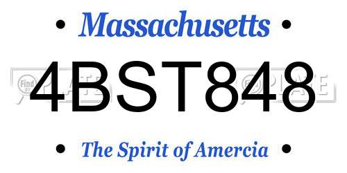 4BST848 Massachusetts License Plate