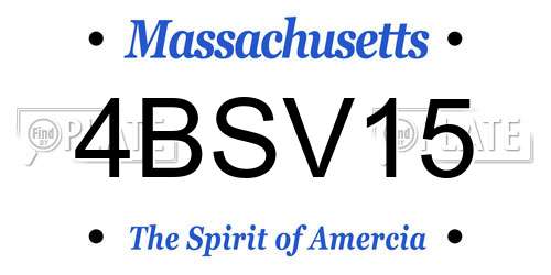 4BSV15 Massachusetts License Plate