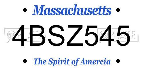 4BSZ545 Massachusetts License Plate