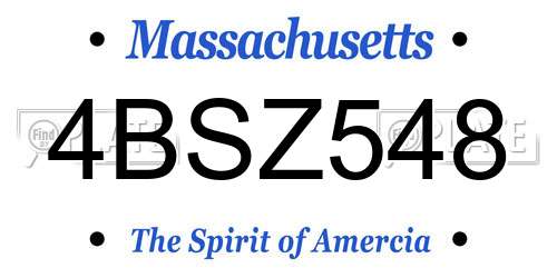 4BSZ548 Massachusetts License Plate