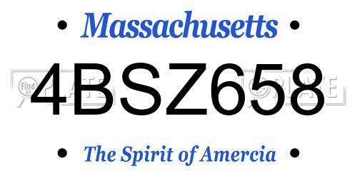4BSZ658 Massachusetts License Plate