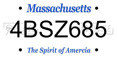 4BSZ685 Massachusetts License Plate