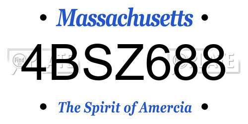 4BSZ688 Massachusetts License Plate
