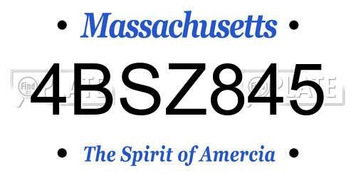 4BSZ845 Massachusetts License Plate