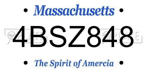 4BSZ848 Massachusetts License Plate