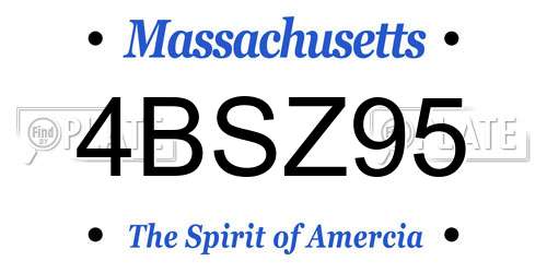 4BSZ95 Massachusetts License Plate