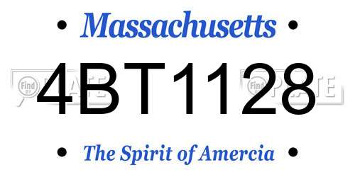 4BT1128 Massachusetts License Plate