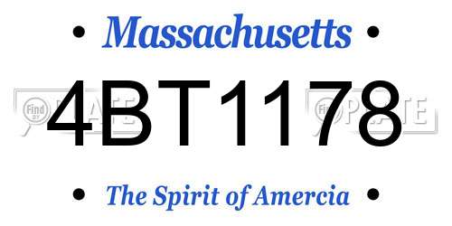 4BT1178 Massachusetts License Plate