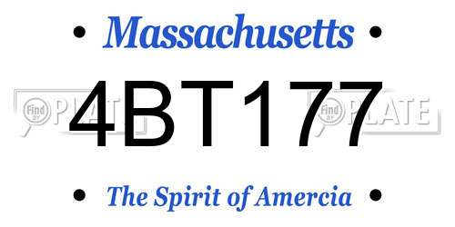 4BT177 Massachusetts License Plate