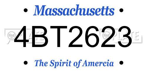 4BT2623 Massachusetts License Plate