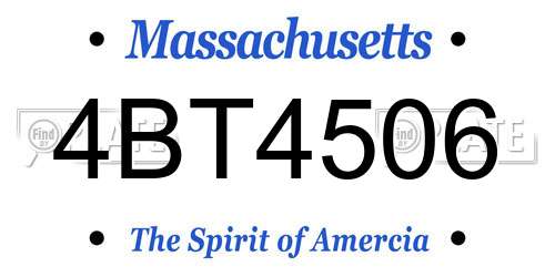 4BT4506 Massachusetts License Plate