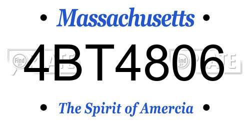 4BT4806 Massachusetts License Plate