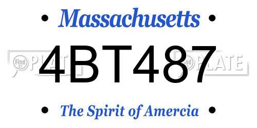4BT487 Massachusetts License Plate