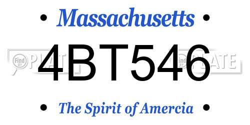 4BT546 Massachusetts License Plate