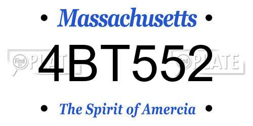 4BT552 Massachusetts License Plate