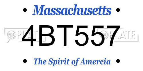 4BT557 Massachusetts License Plate