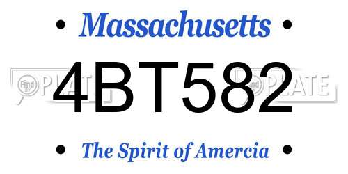 4BT582 Massachusetts License Plate