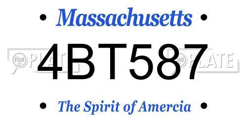 4BT587 Massachusetts License Plate