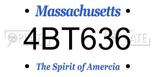 4BT636 Massachusetts License Plate