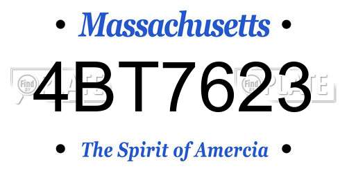 4BT7623 Massachusetts License Plate