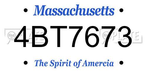 4BT7673 Massachusetts License Plate