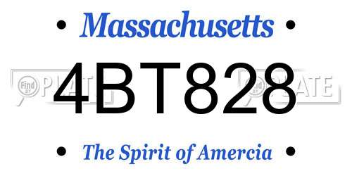 4BT828 Massachusetts License Plate