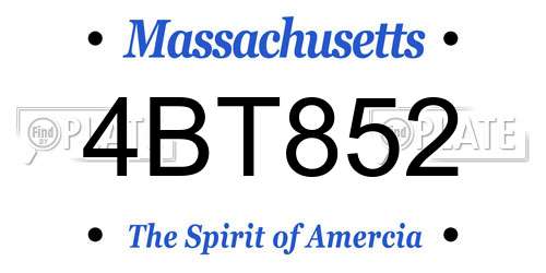 4BT852 Massachusetts License Plate