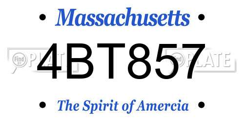 4BT857 Massachusetts License Plate