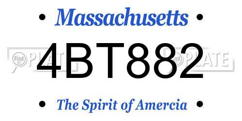 4BT882 Massachusetts License Plate
